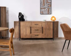Meuble House Enfilade 200 cm avec portes et tiroirs en bois exotiques 