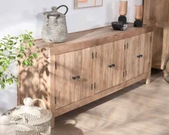 Meuble House Enfilade en manguier massif 200cm finition sablée 6 portes