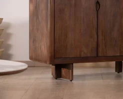 Meuble House Enfilade esprit rétro chic 4 portes 180 cm en manguier massif teinte noyer 