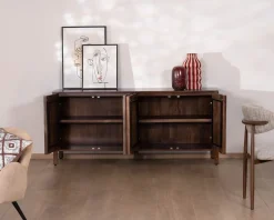 Meuble House Enfilade esprit zen en manguier 180 cm « Sicora » teinte noyer New