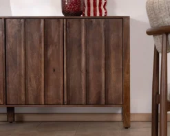 Meuble House Enfilade esprit zen en manguier 180 cm « Sicora » teinte noyer New