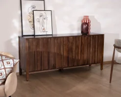 Meuble House Enfilade esprit zen en manguier 180 cm « Sicora » teinte noyer New