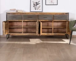 Meuble House Enfilade industrielle 200 cm en manguier et métal "Shade" Outlet
