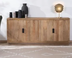 Meuble House Enfilade 4 portes en manguier massif et poignée métal