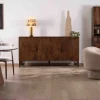 Meuble House Enfilade rétro 4 portes en manguier massif foncé 180 cm "Kaldo" style mid-century New