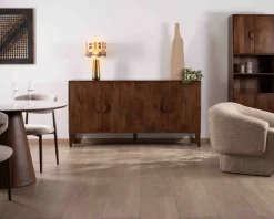 Meuble House Enfilade rétro 4 portes en manguier massif foncé 180 cm "Kaldo" style mid-century New