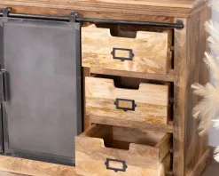 Meuble House Enfilade style factory en bois massif et métal "Haden" Outlet