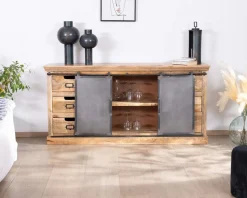 Meuble House Enfilade style factory en bois massif et métal