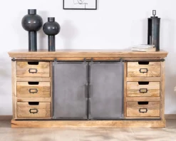 Meuble House Enfilade style factory en bois massif et métal