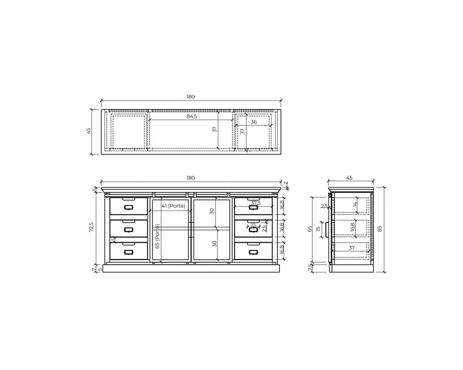 Meuble House Enfilade style factory en bois massif et métal "Haden" Outlet