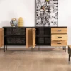 Meuble House Enfilade style newtro en frêne massif "Sydney" avec rangements et tiroirs Sale