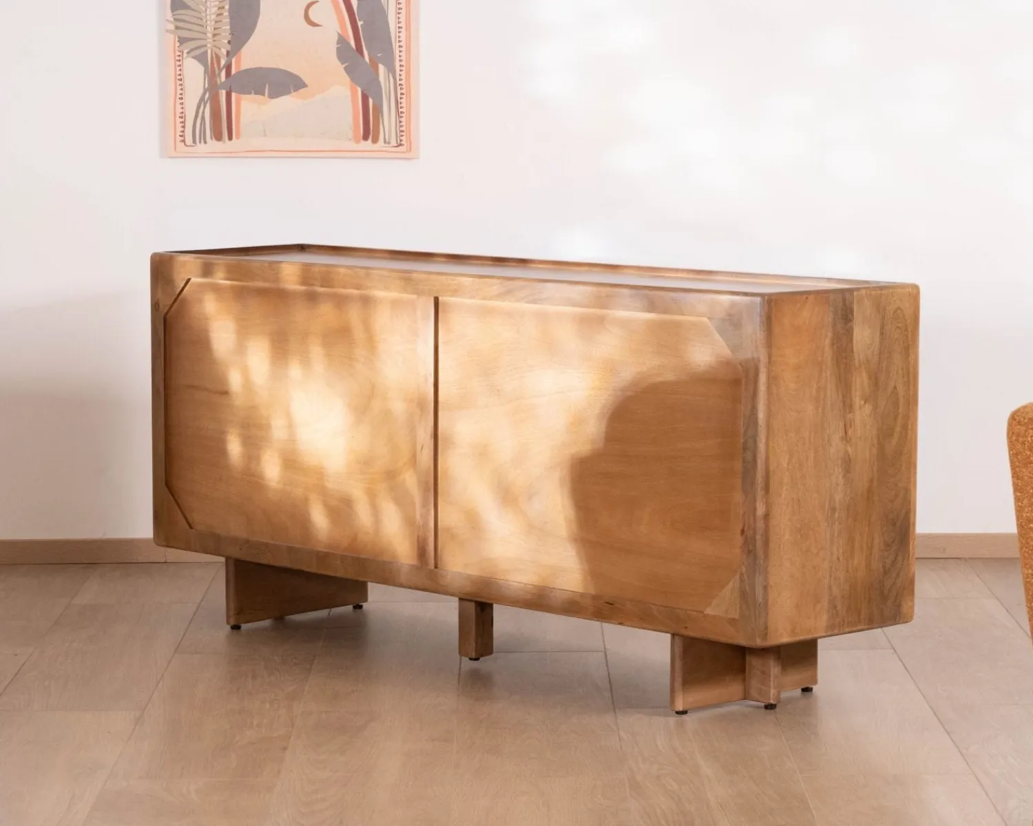 Meuble House Enfilade vintage 4 portes en manguier naturel "Odely" 180 cm style rétro chic Hot