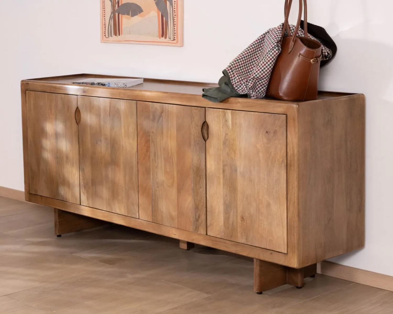 Meuble House Enfilade vintage 4 portes en manguier naturel "Odely" 180 cm style rétro chic Hot