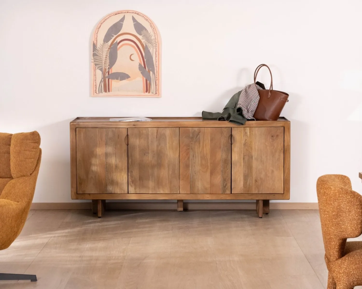 Meuble House Enfilade vintage 4 portes en manguier naturel "Odely" 180 cm style rétro chic Hot