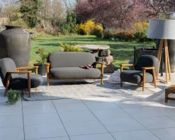 Meuble House Ensemble canapé et fauteuil de jardin en tissu gris foncé "Aristochair" New