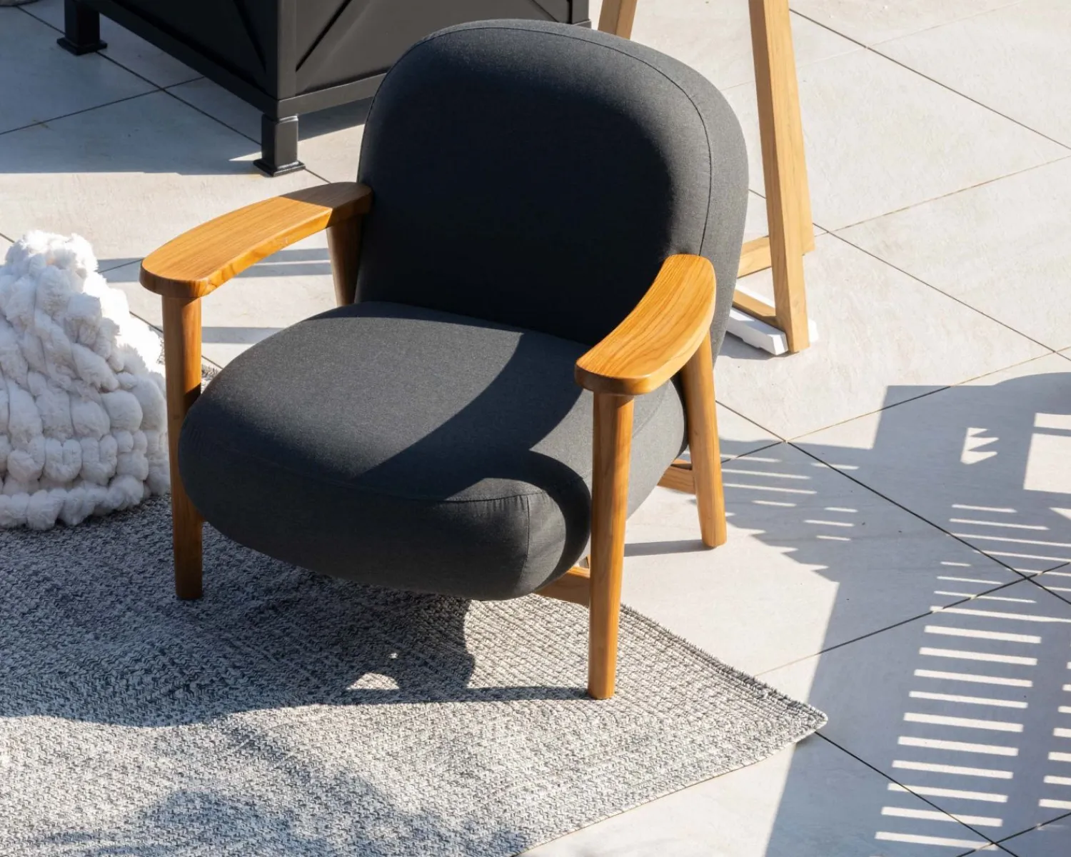 Meuble House Ensemble canapé et fauteuil de jardin en tissu gris foncé "Aristochair" New