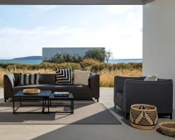 Meuble House Ensemble de jardin gris foncé aluminium et tissu Sunbrella