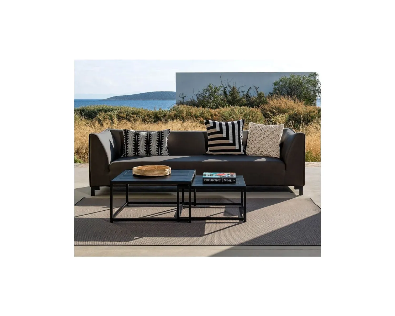 Meuble House Ensemble de jardin gris foncé aluminium et tissu Sunbrella "Andaman Island" Best