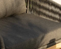 Meuble House Ensemble de jardin haut de gamme 3 pièces en teck et tissu gris foncé "Tuléo" Clearance