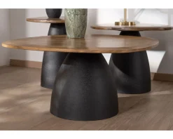 Meuble House Ensemble de 3 tables basses en bois et métal formes galets naturels