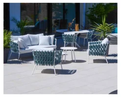 Meuble House Ensemble de 2 tables basses rondes en aluminium blanc "Saumur" New
