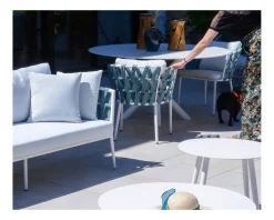 Meuble House Ensemble de 2 tables basses rondes en aluminium blanc 