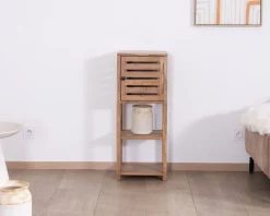 Meuble House Etagère de rangement en acacia avec un compartiment en persienne