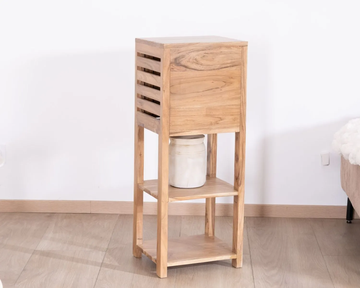 Meuble House Etagère de rangement en acacia avec un compartiment en persienne "Conoa" Best