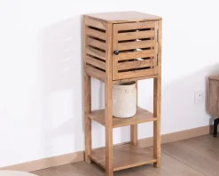 Meuble House Etagère de rangement en acacia avec un compartiment en persienne