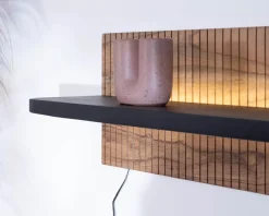Meuble House Etagère murale en acacia avec éclairage LED "Bopee"