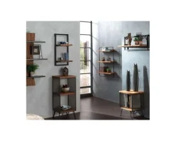 Meuble House Etagère murale 2 tablettes en teck naturel recyclé et métal "Ulva" Sale