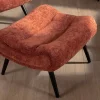 Meuble House Fauteuil avec repose-pieds en tissu terracotta en velours "Caspe" Best