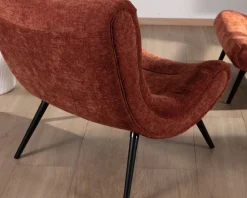 Meuble House Fauteuil avec repose-pieds en tissu terracotta en velours "Caspe" Best