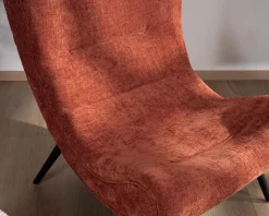 Meuble House Fauteuil avec repose-pieds en tissu terracotta en velours