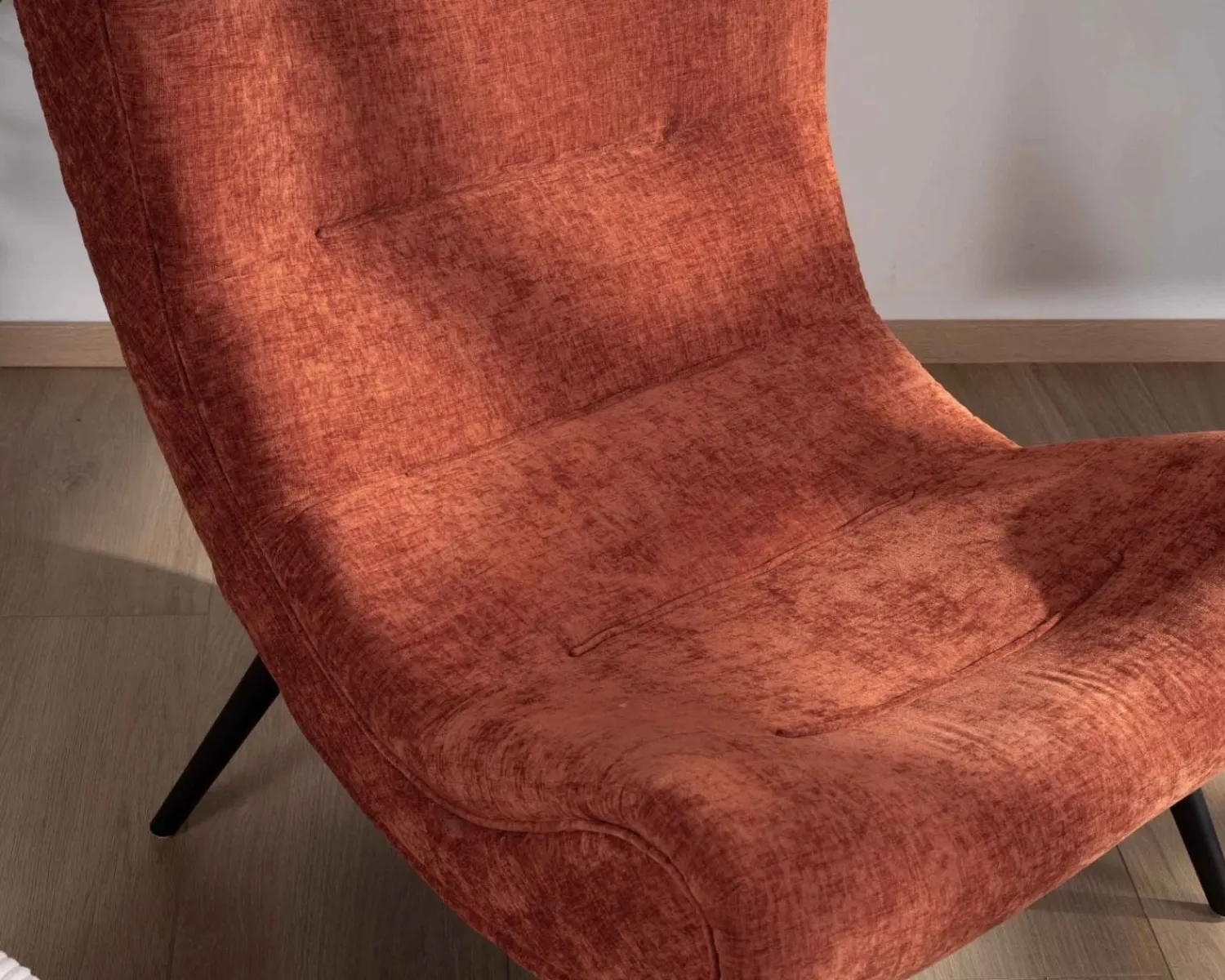 Meuble House Fauteuil avec repose-pieds en tissu terracotta en velours "Caspe" Best