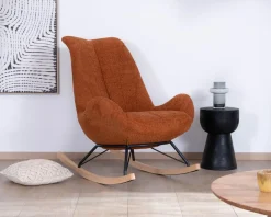 Meuble House Fauteuil à bascule contemporain en tissu bouclette terracotta "Calista" Hot