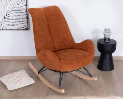 Meuble House Fauteuil à bascule contemporain en tissu bouclette terracotta