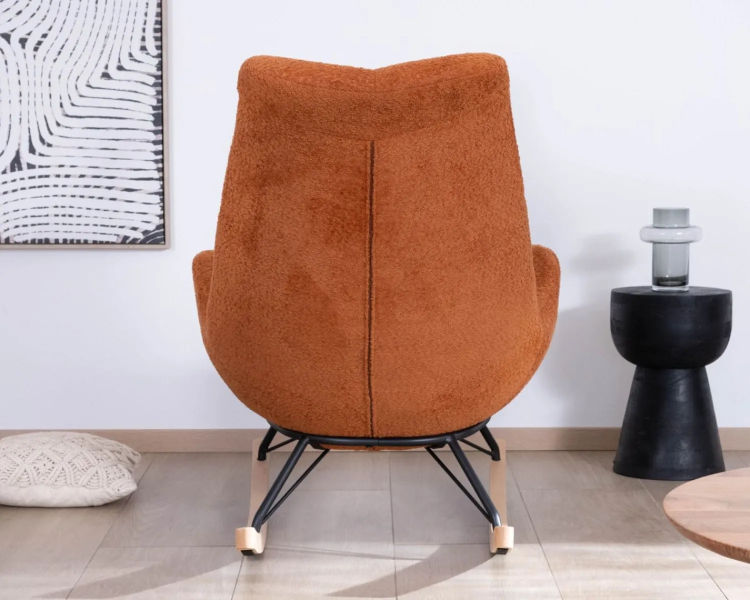 Meuble House Fauteuil à bascule contemporain en tissu bouclette terracotta "Calista" Hot
