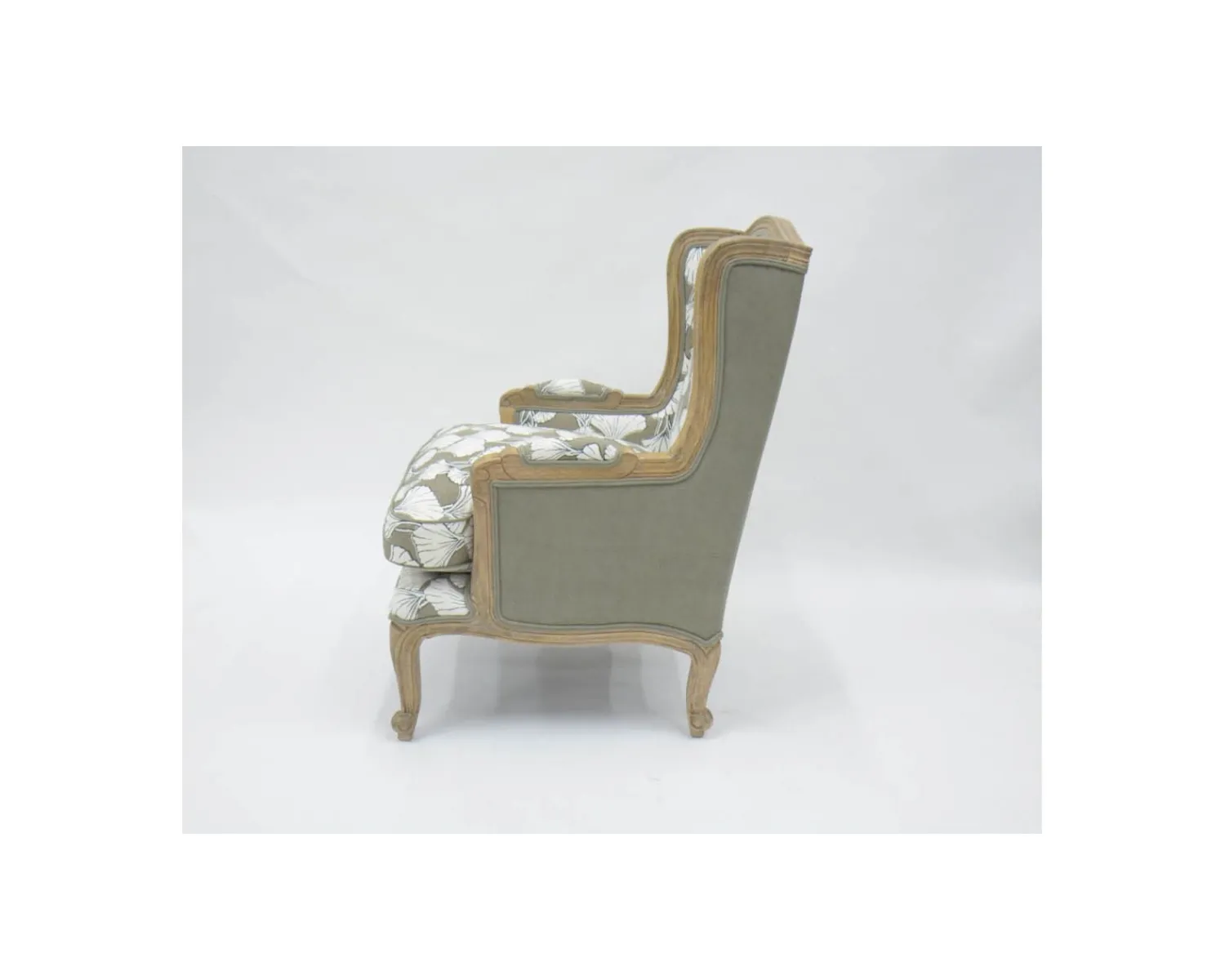 Meuble House Fauteuil bergère imprimé ginko taupe et crème "Sofia" ultra confort Hot