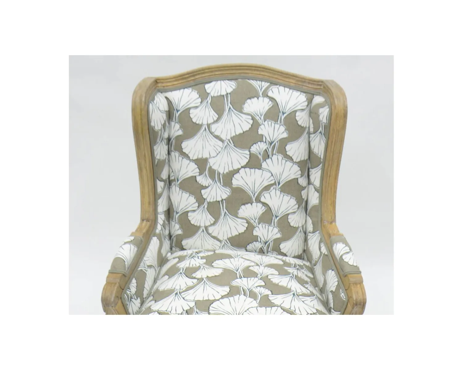 Meuble House Fauteuil bergère imprimé ginko taupe et crème "Sofia" ultra confort Hot