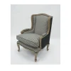 Meuble House Fauteuil bergère "Sofia" bois massif et tissu noir et blanc à losanges Clearance