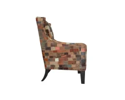 Meuble House Fauteuil bergère 100% unique tissu recyclé et bois 