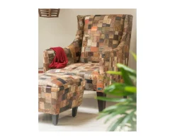 Meuble House Fauteuil bergère 100% unique tissu recyclé et bois 