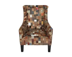 Meuble House Fauteuil bergère 100% unique tissu recyclé et bois 