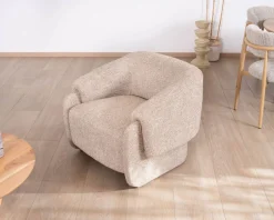 Meuble House Fauteuil club revisité « Sweet Culture » en tissu marron chiné esprit vintage contemporain Online