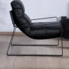 Meuble House Fauteuil club revisité tissu anthracite et métal noir "Torsten" Outlet