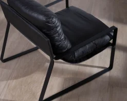 Meuble House Fauteuil club revisité tissu anthracite et métal noir 