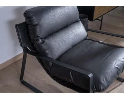 Meuble House Fauteuil club revisité tissu anthracite et métal noir 
