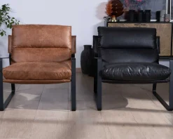 Meuble House Fauteuil club revisité tissu anthracite et métal noir 