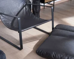 Meuble House Fauteuil club revisité tissu anthracite et métal noir 